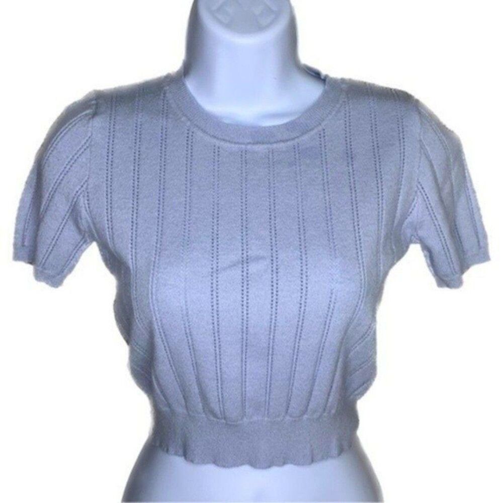 Forever 21 Short Sleeve Knit Top Light Blue Small